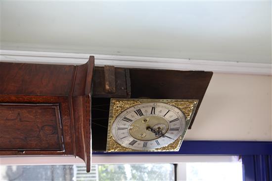 Thomas Ingram of London. An early 18th century walnut and seaweed marquetry eight day longcase clock, H.7ft 2in.